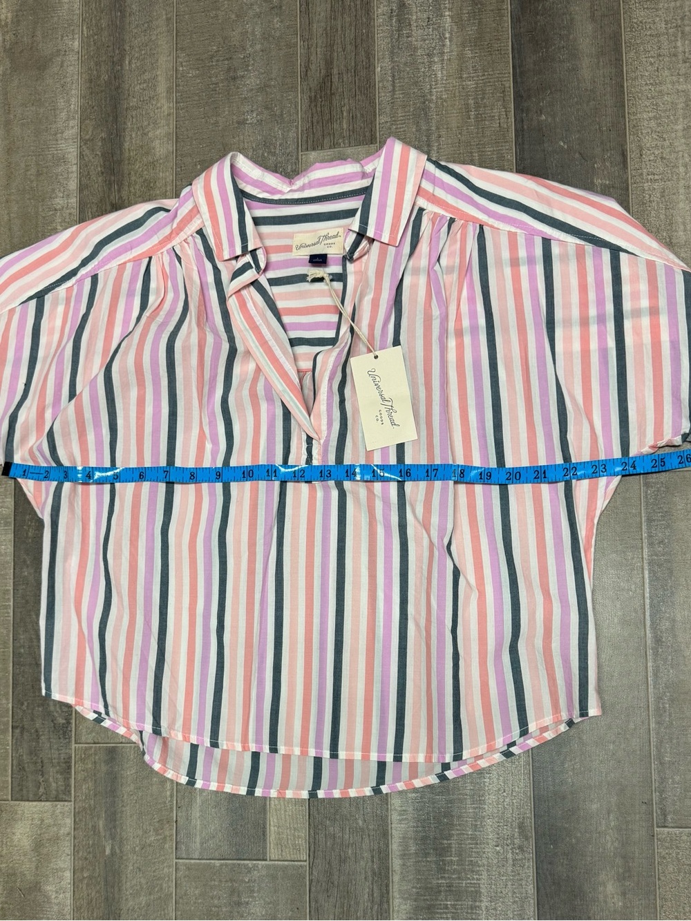 Universal Thread by Target Women’s Large Pink Striped Cotton Relaxed Fit Crop To - Picture 5 of 11